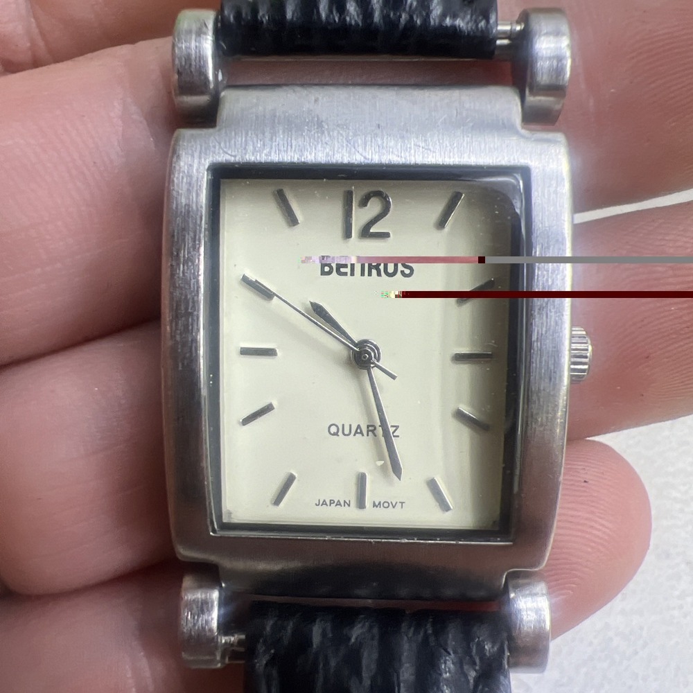 Benrus Men PIM203BR Dress Date Brown Leather Quartz Analog  Watch Untested